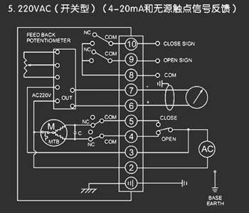 220VAC開關型<a href='http://www.ems-hebei.cn/Product/diefa/diandongdiefa/' target='_blank'>電動<a href='http://www.ems-hebei.cn/Product/diefa/' target='_blank'>蝶閥</a></a>接線圖